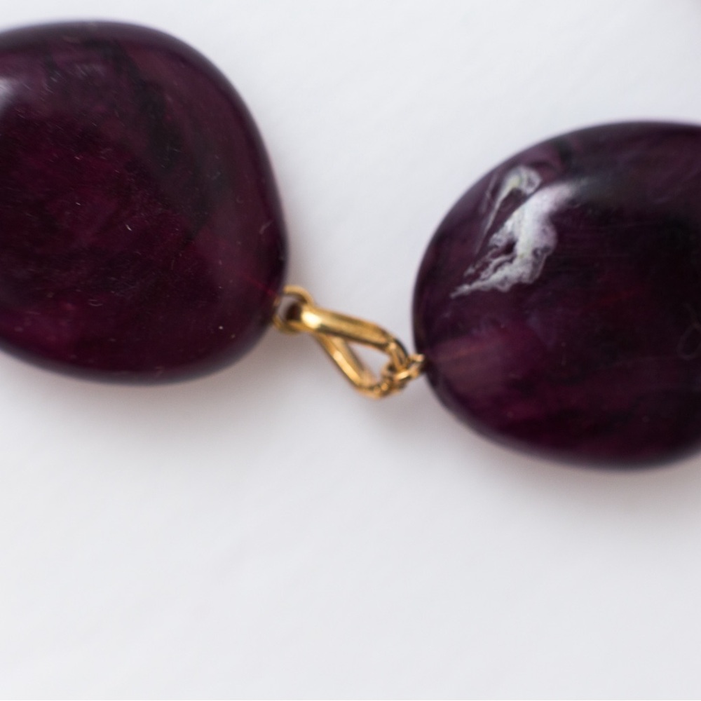 Choker length necklace with faux stone marble look chunky with gold tone Merona - Picture 6 of 11